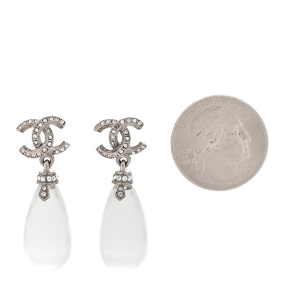Chanel Ruthenium Crystal CC Drop Earrings Silver 2 of 5