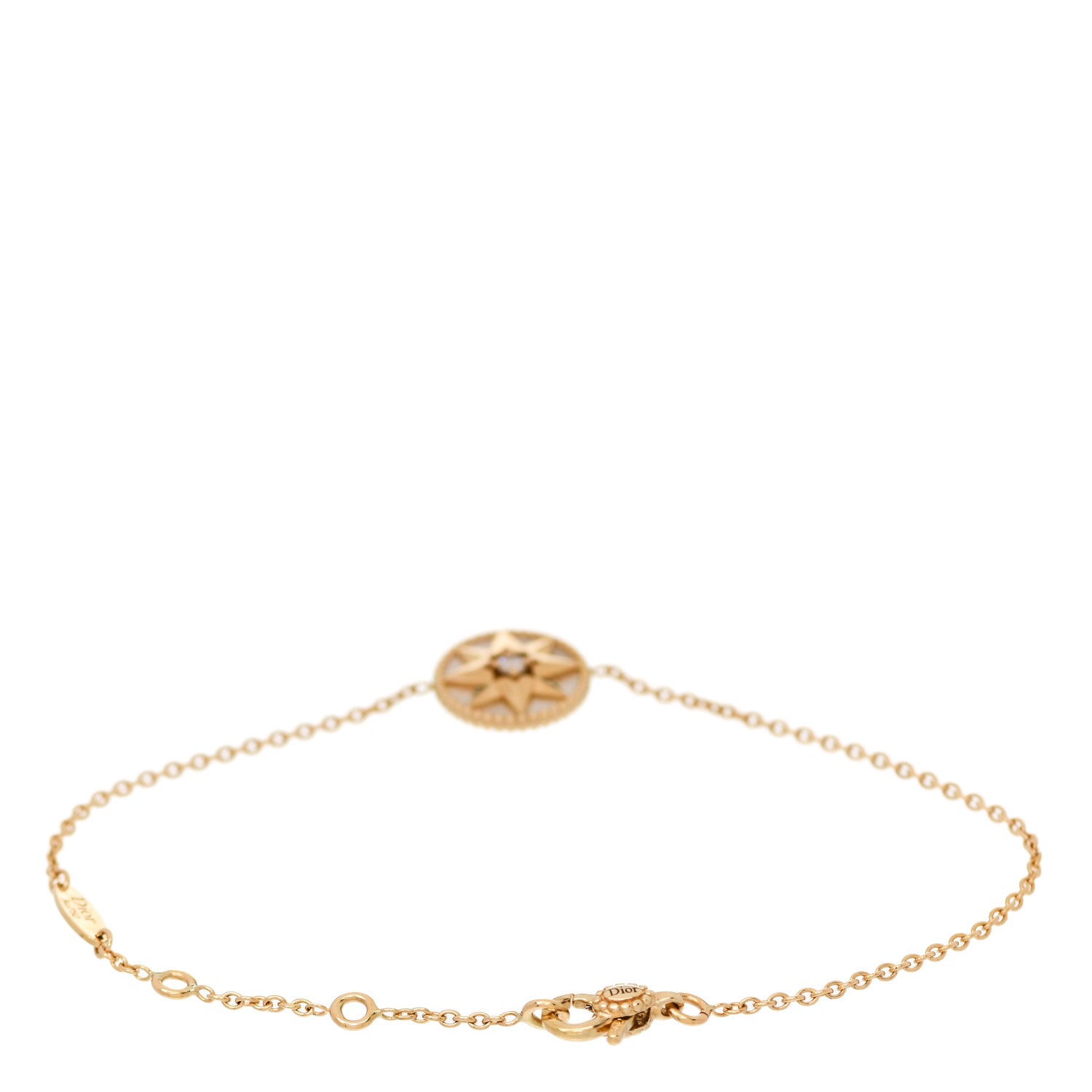 Christian Dior 18K Yellow Gold Diamond Mother of Pearl Rose Des Vents Bracelet 2 of 6