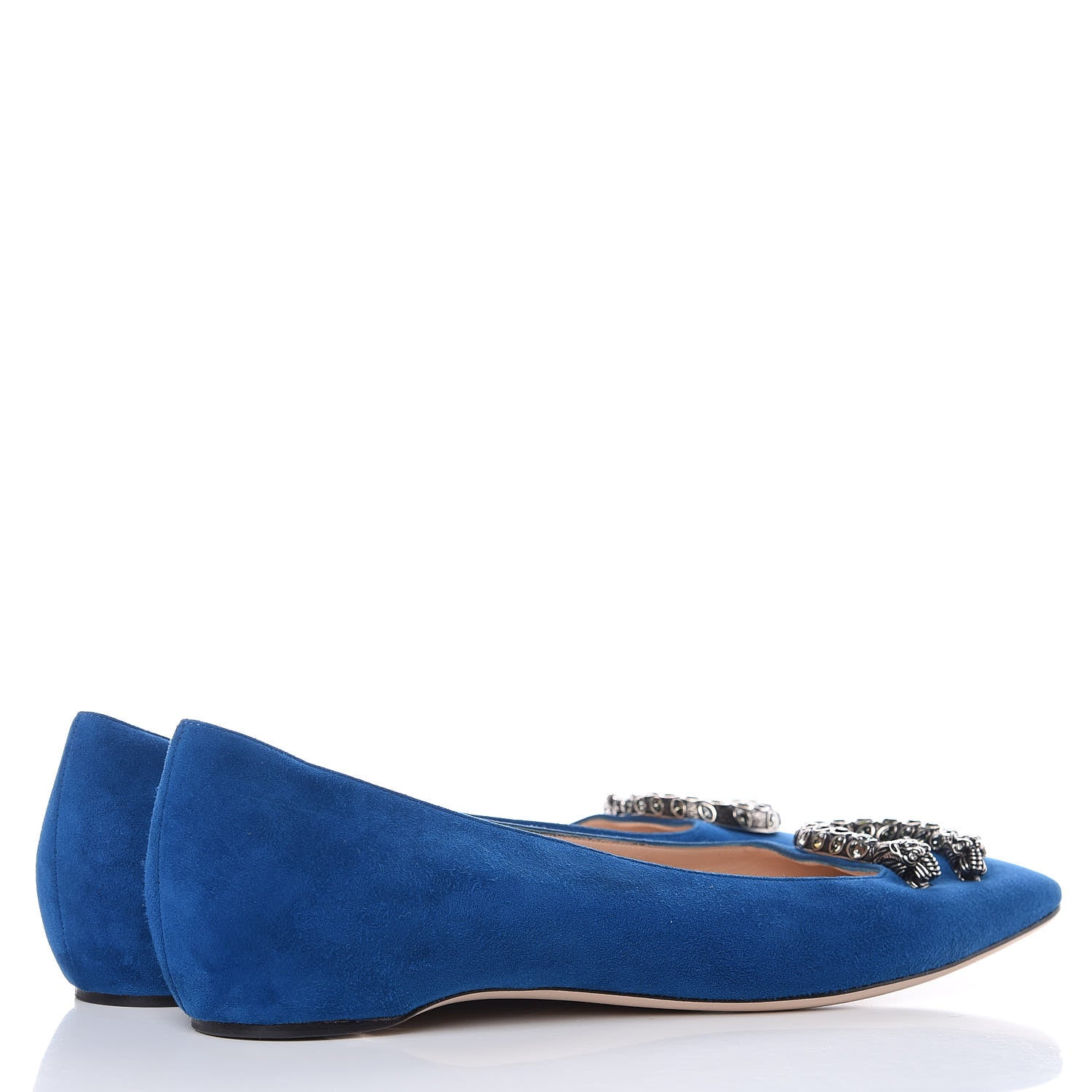 Gucci Kid Scamosciato Dionysus Ballet Flats 40 Vintage Bluette 4 of 9