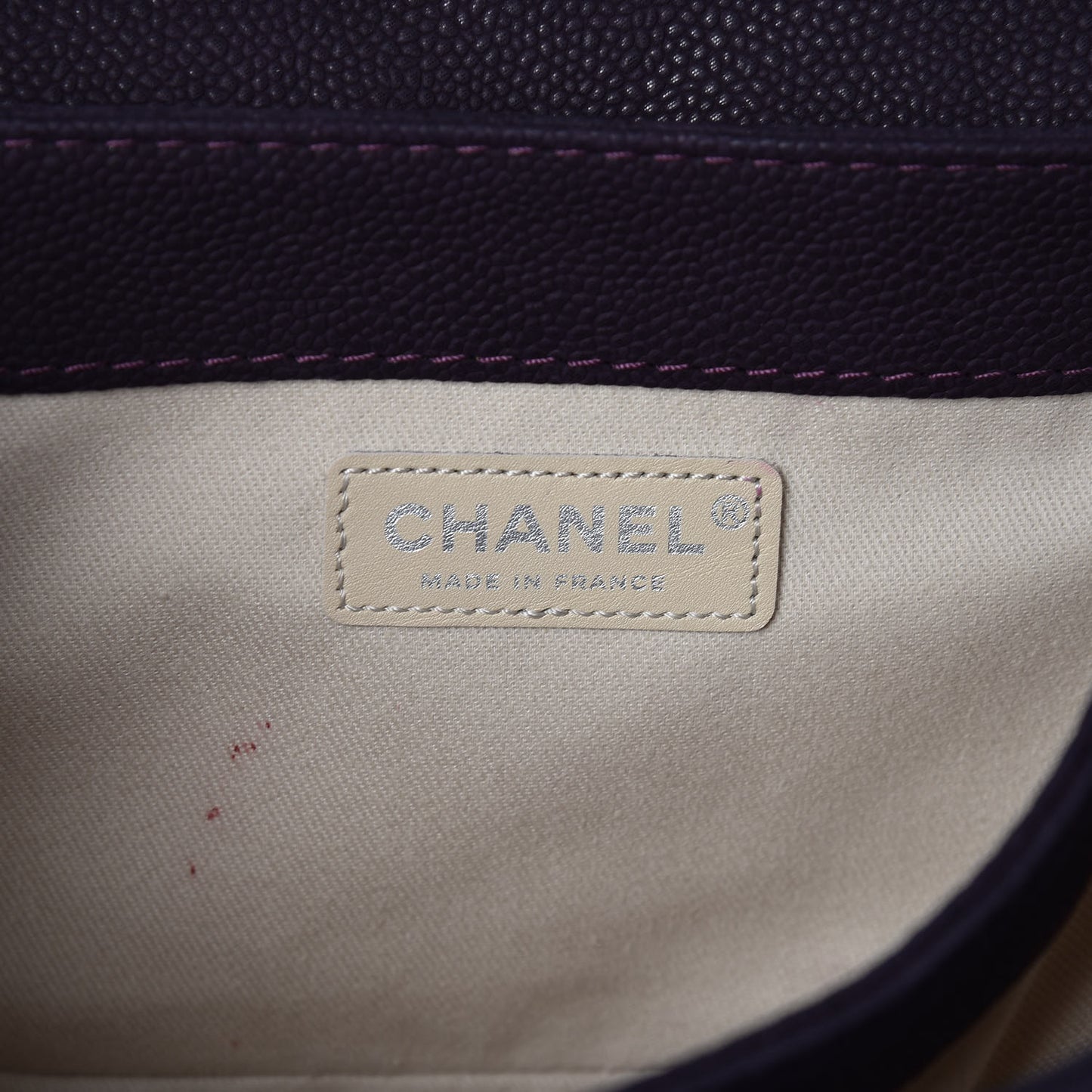 Iridescent Caviar Quilted Medium Lady Pearly Flap Plum