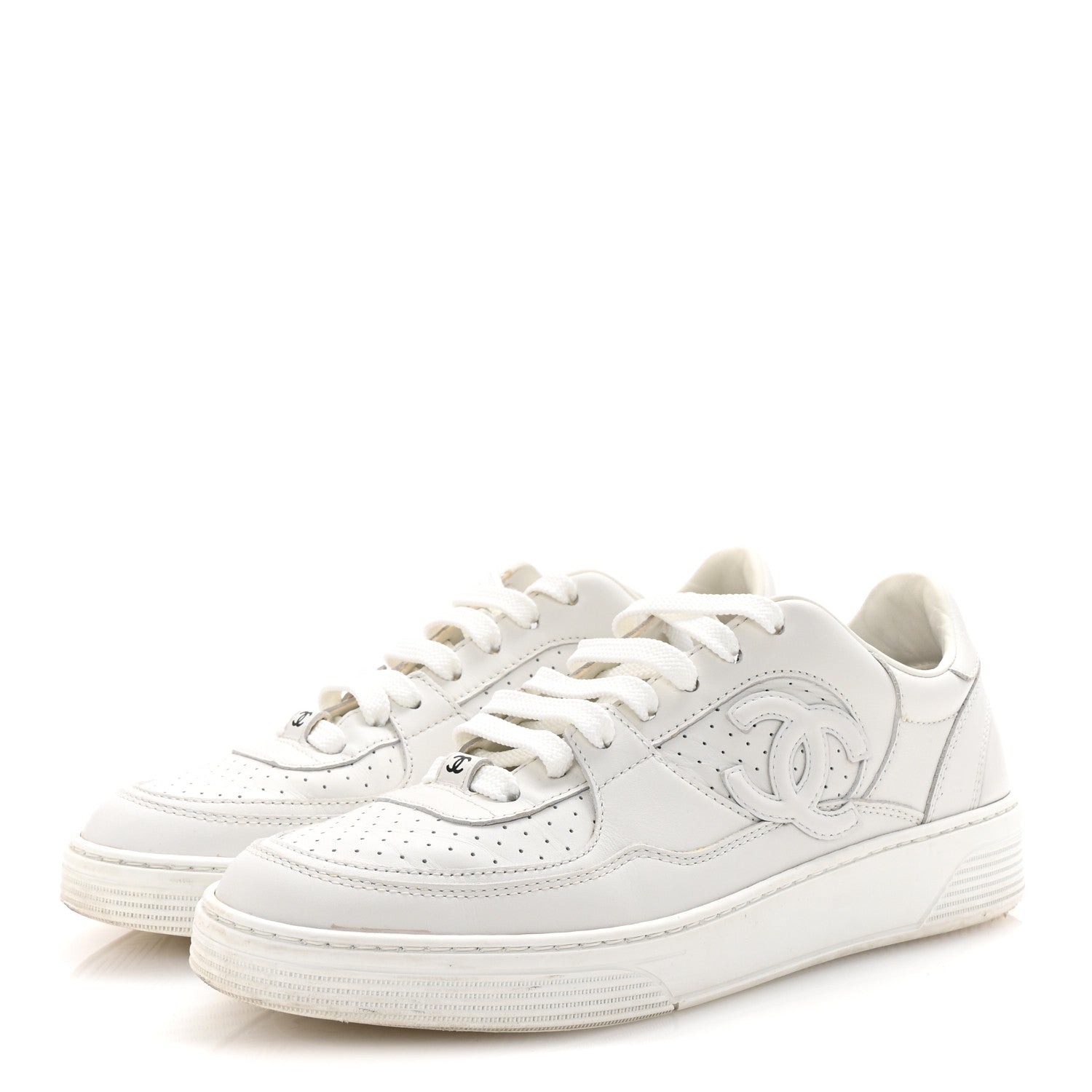Chanel Calfskin CC Womens Sneakers 38 White 4 of 10