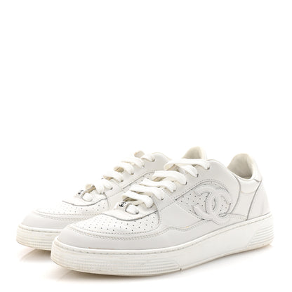 Chanel Calfskin CC Womens Sneakers 38 White 4 of 10