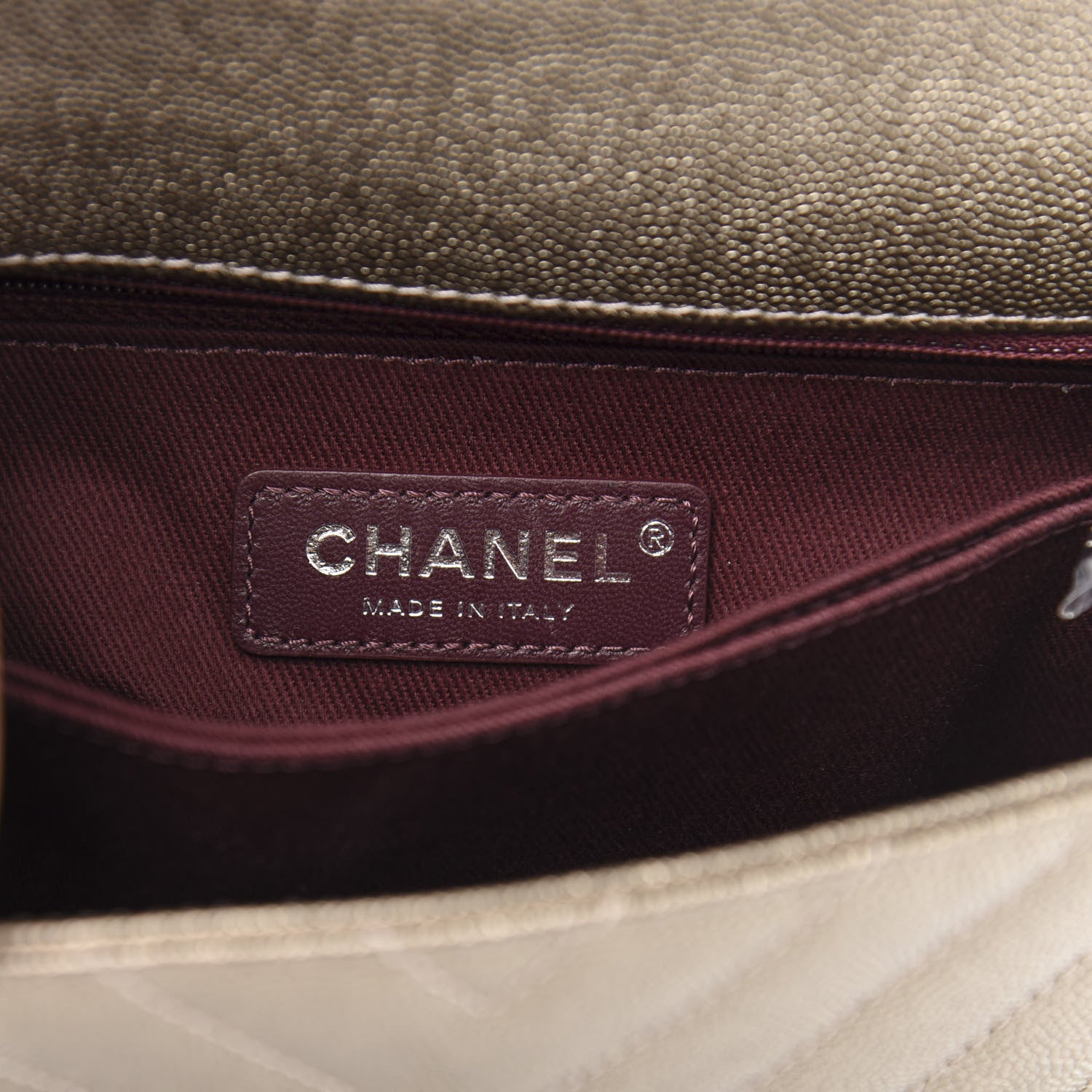 Chanel Metallic Caviar Chevron Quilted Mini Coco Handle Flap Light Gold 6 of 12