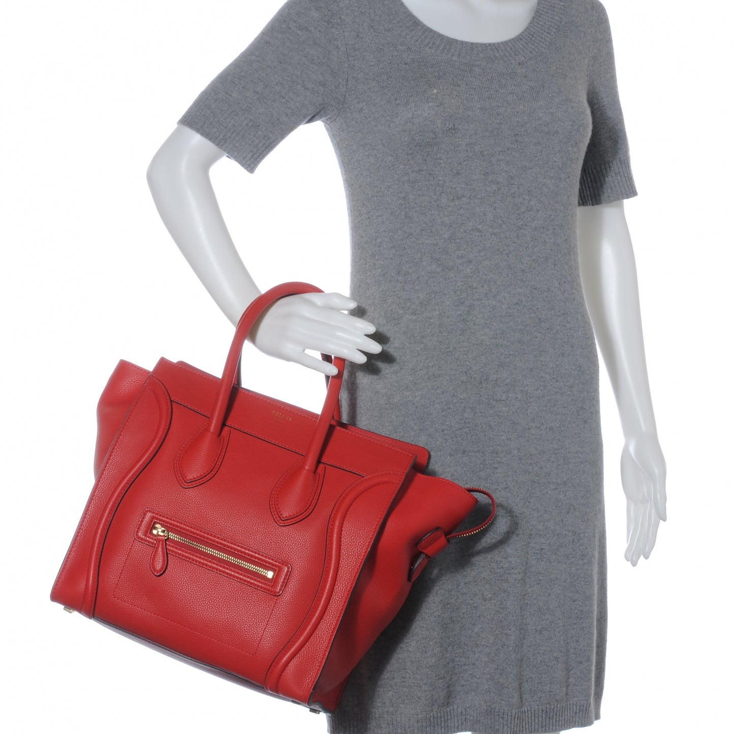 Drummed Calfskin Mini Luggage Coquelicot