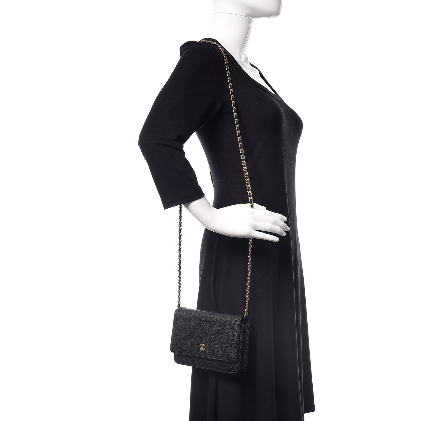 Caviar Quilted Wallet On Chain WOC Black