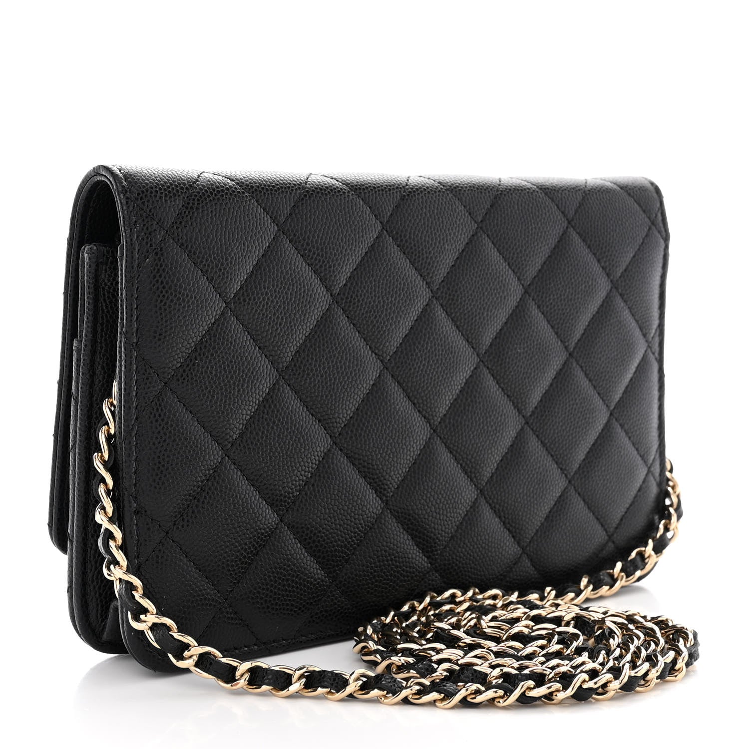 Chanel Caviar Quilted Crystal CC Wallet On Chain WOC Black 3 of 13