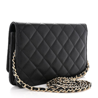 Chanel Caviar Quilted Crystal CC Wallet On Chain WOC Black 3 of 13