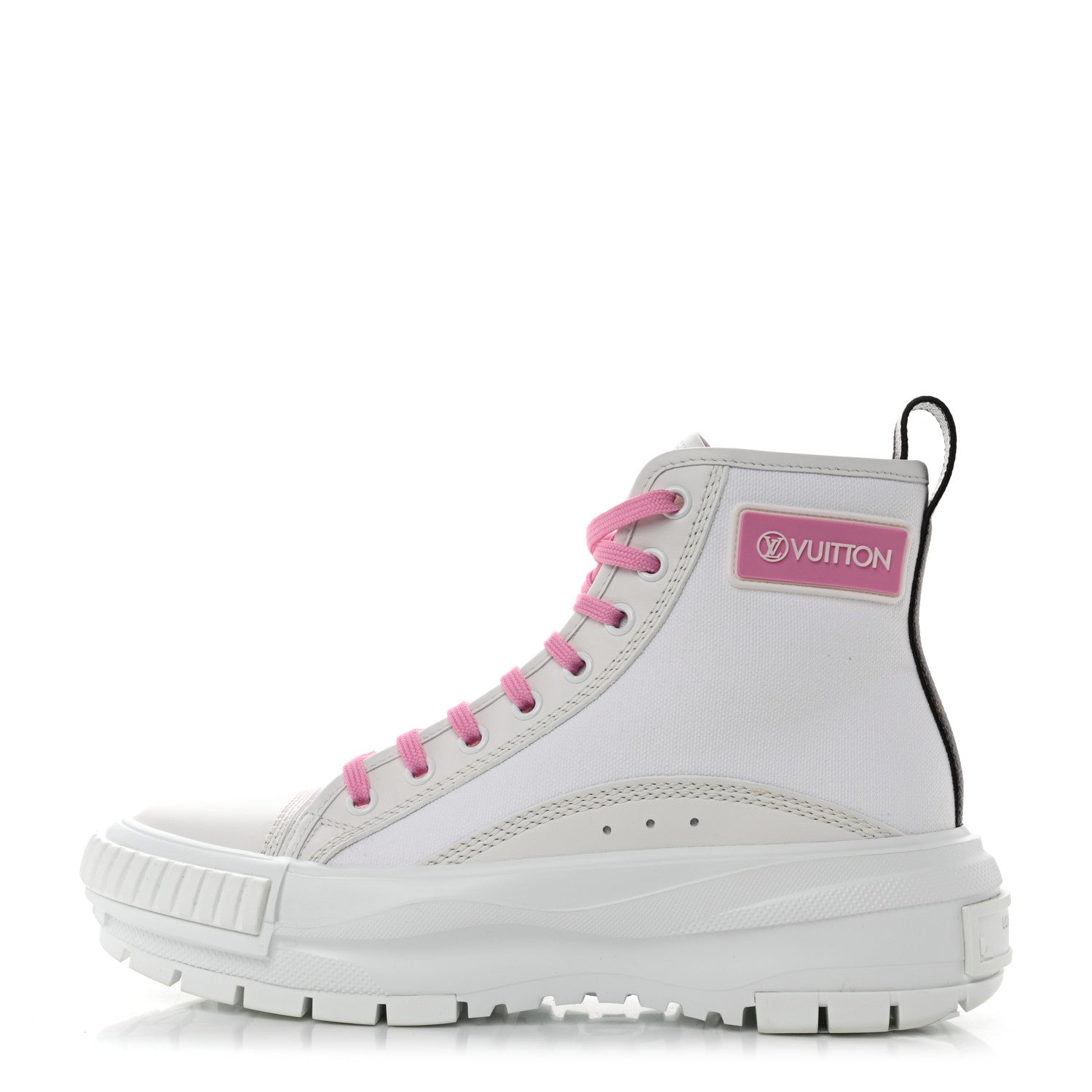 Louis Vuitton Canvas Monogram LV Squad Sneaker Boots 36.5 Pink White 1 of 9