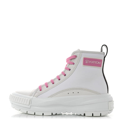 Louis Vuitton Canvas Monogram LV Squad Sneaker Boots 36.5 Pink White 1 of 9