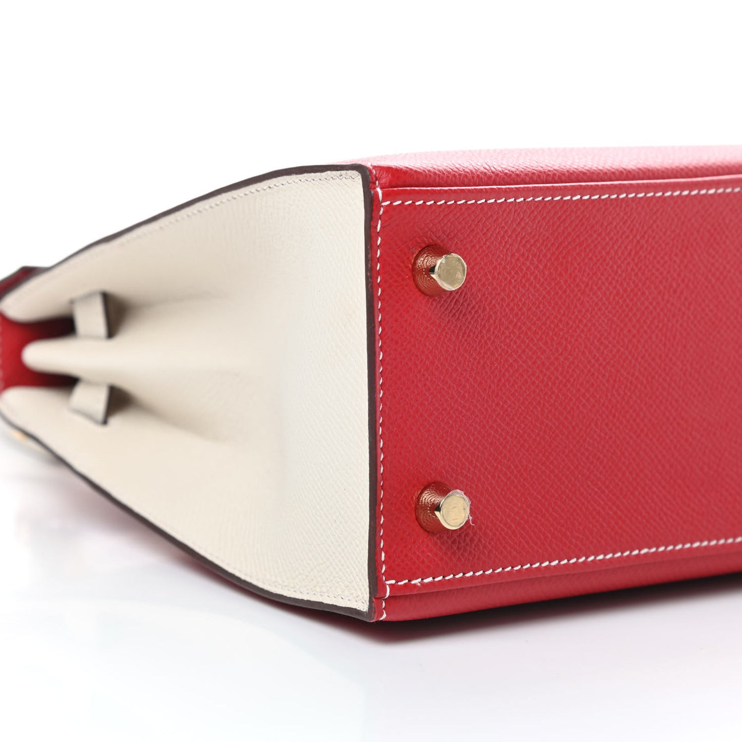 Epsom Bi-Color Horseshoe Kelly Sellier 25 Craie Rouge De Coeur