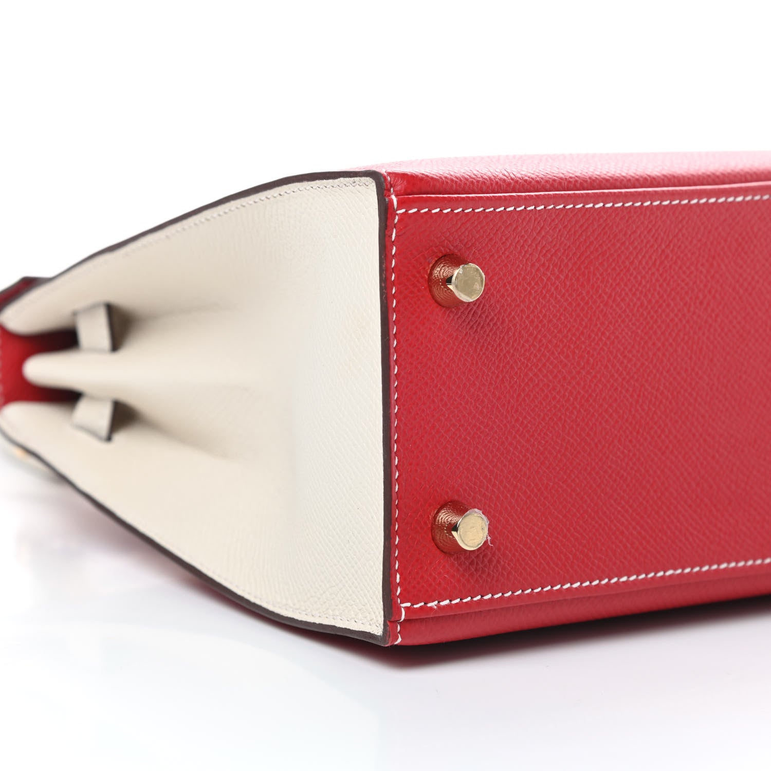 Hermes Epsom Bi-Color Horseshoe Kelly Sellier 25 Craie Rouge De Coeur 9 of 12