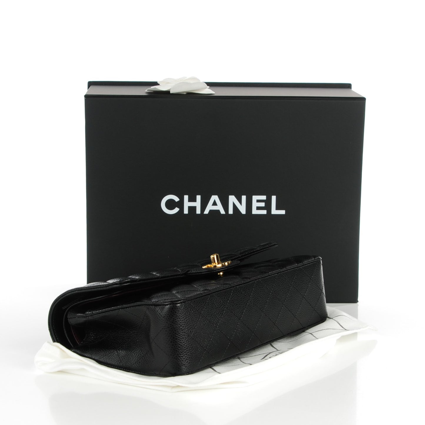 Caviar Quilted Medium Double Flap Black