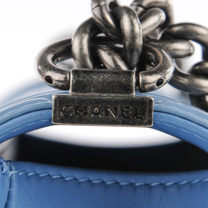 Chanel Patent Quilted Medium Boy Flap Blue 6 of 9