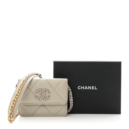 Chanel Lambskin Quilted Chanel 19 Flap Coin Purse With Chain Grey 12 of 12