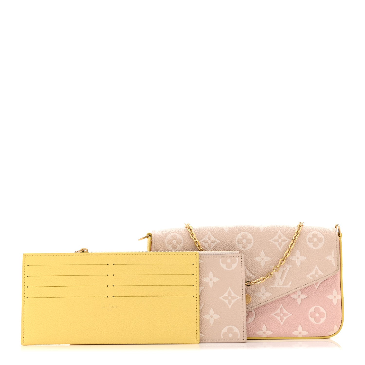 Louis Vuitton Empreinte Spring in the City Felicie Pochette Chain Wallet Pink Beige Yellow 3 of 10