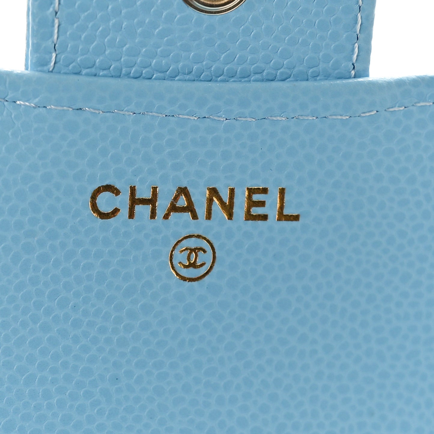 Caviar Quilted Compact Flap Wallet Light Blue