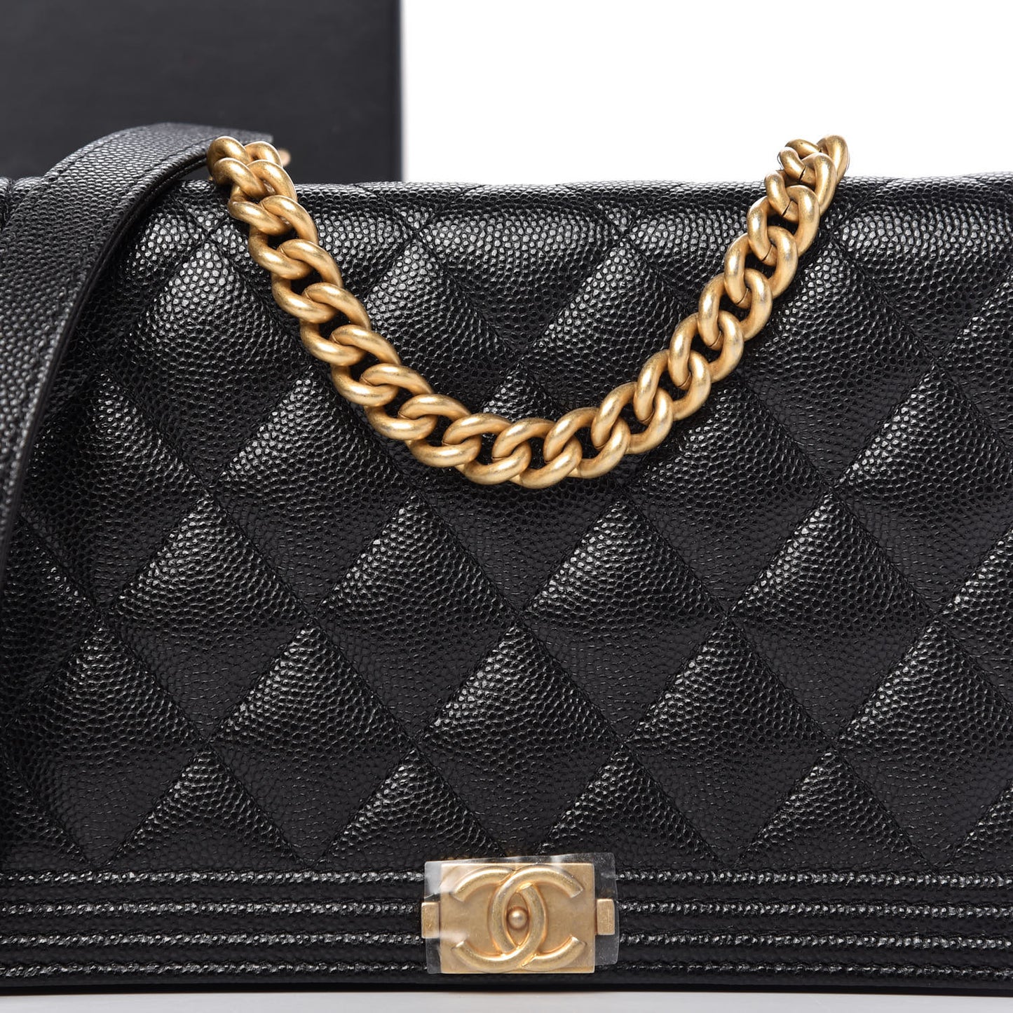 Caviar Quilted Boy Wallet On Chain WOC Black