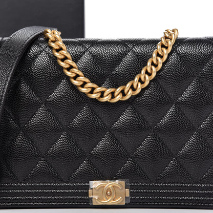Chanel Caviar Quilted Boy Wallet On Chain WOC Black 11 of 12