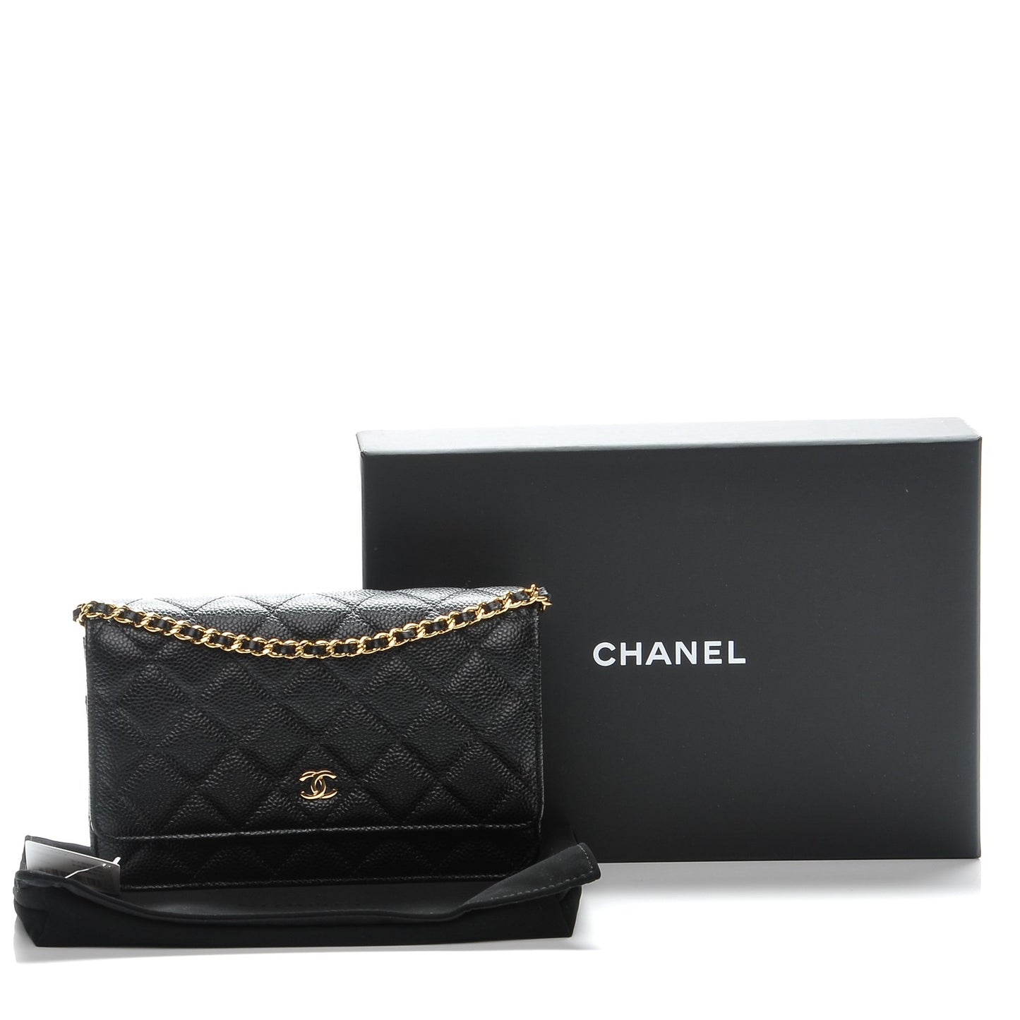 Caviar Quilted Wallet On Chain WOC Black