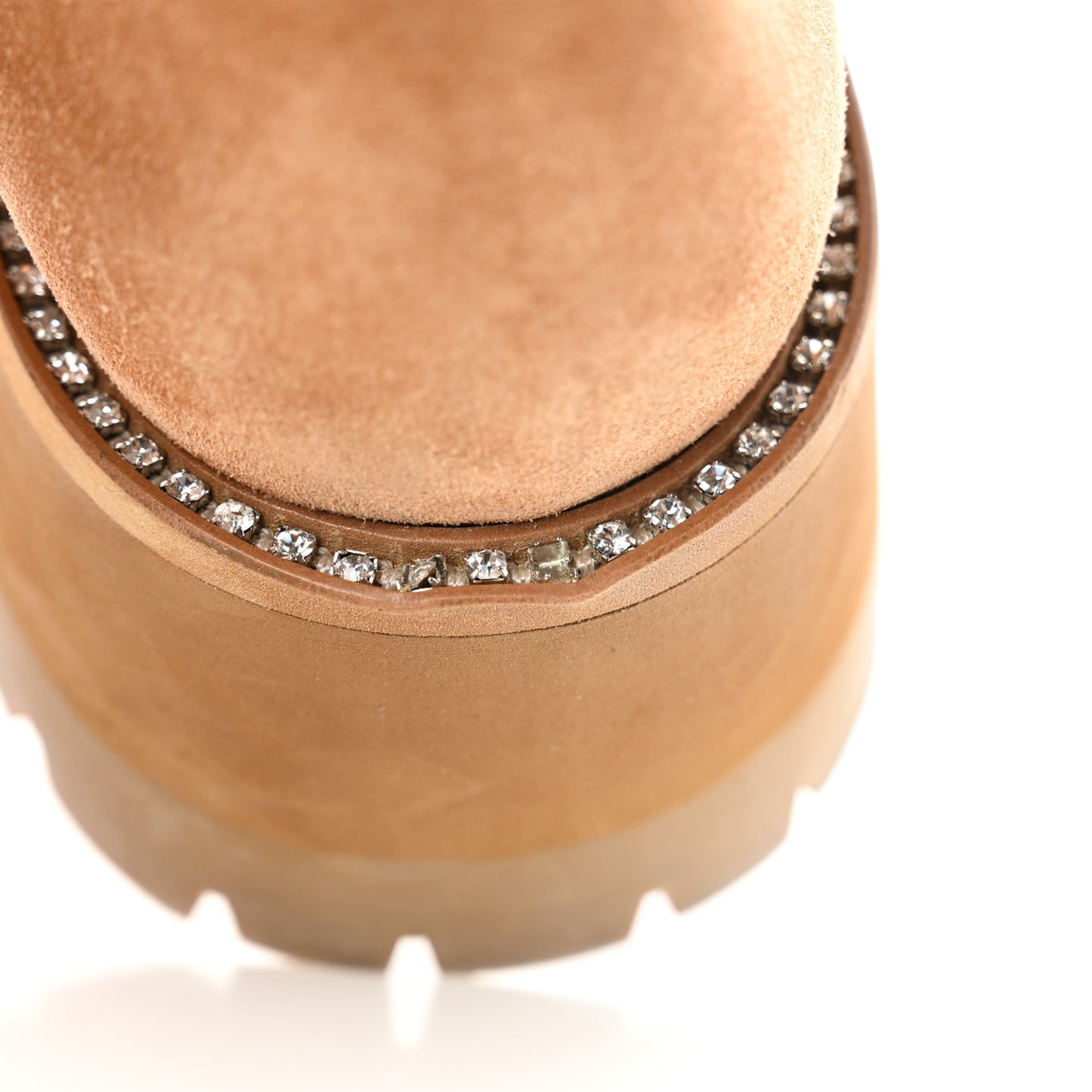 Suede Crystal Clayton Flat Ankle Boots 39.5 Caramel