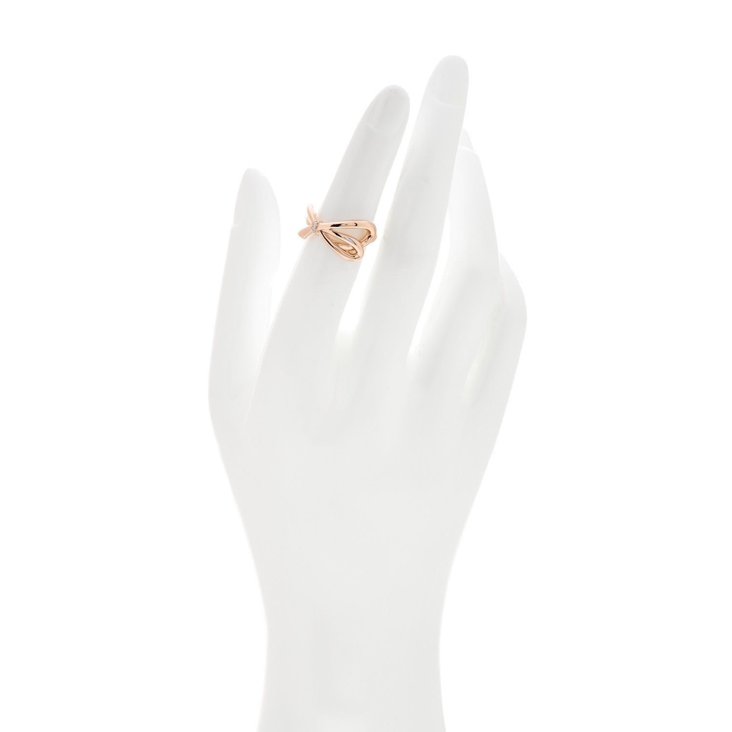 Tiffany 18K Rose Gold Diamond Bow Ring 48 4.5 2 of 5