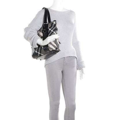 Burberry Nylon Beat Check Medium Victoria Tote Black 2 of 9