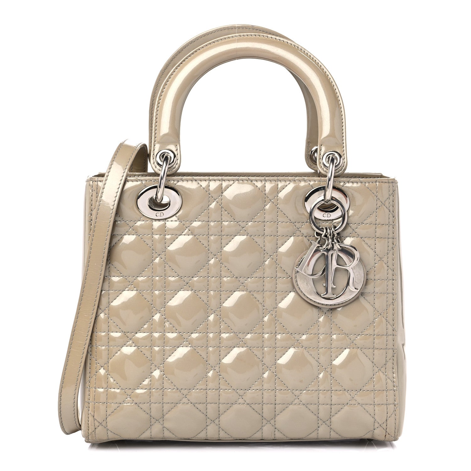 Christian Dior Patent Cannage Medium Lady Dior Beige 1 of 13