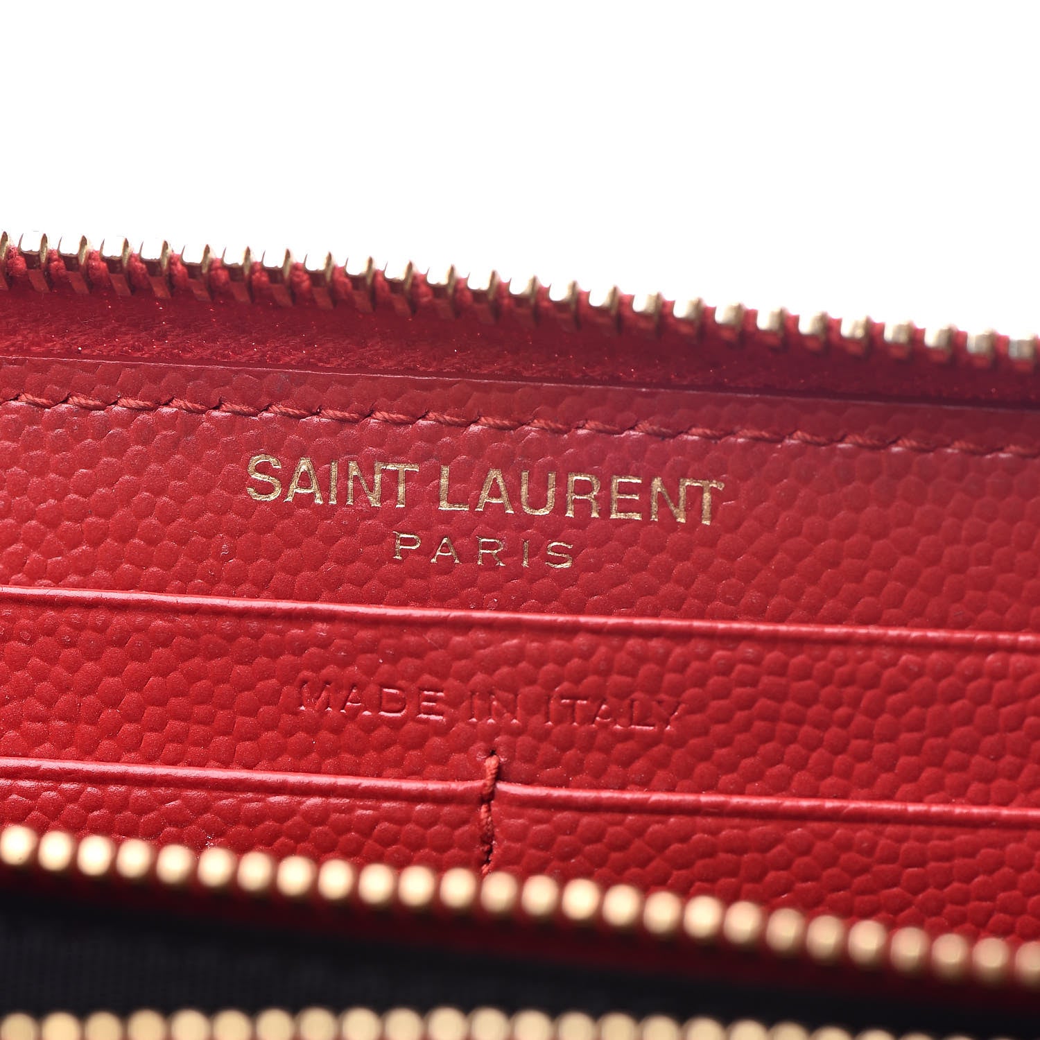 Saint Laurent Grain De Poudre Monogram Zip Around Wallet New Red 6 of 14