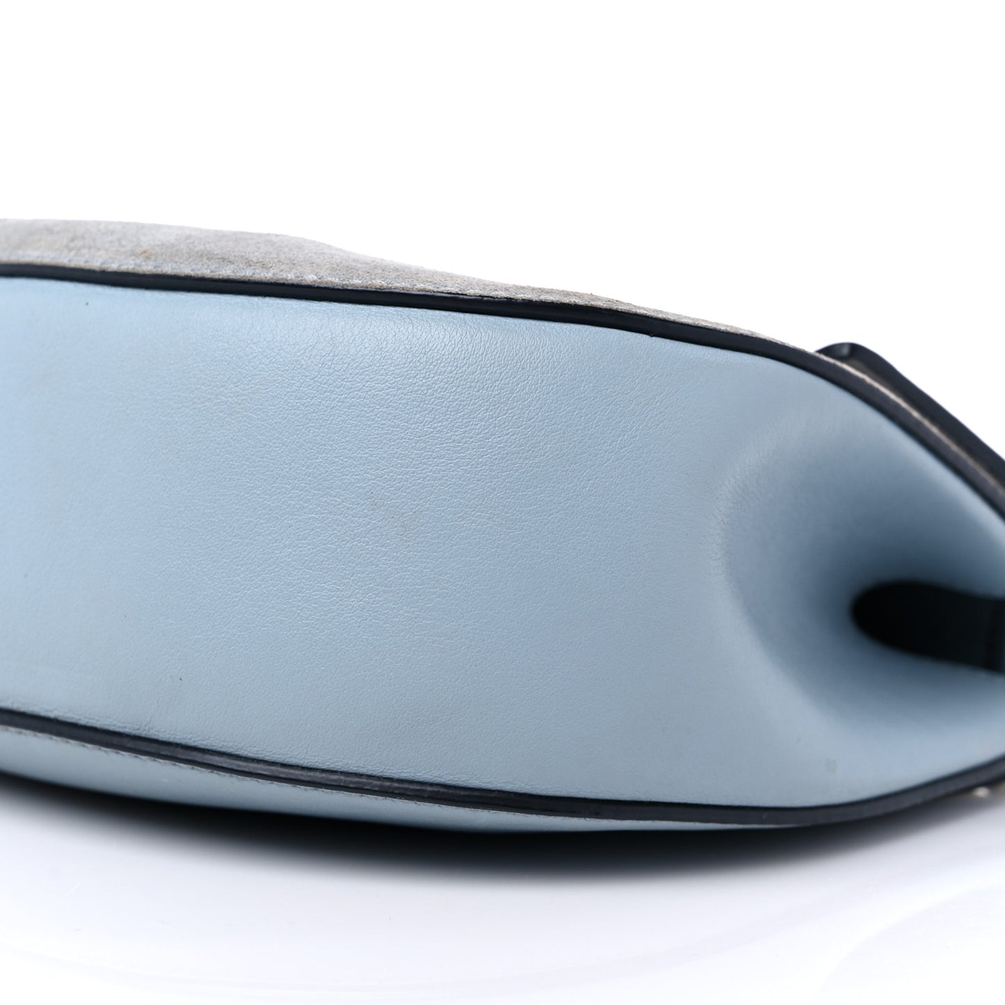 Suede Smooth Calfskin Drew Shoulder Bag Cloudy Blue