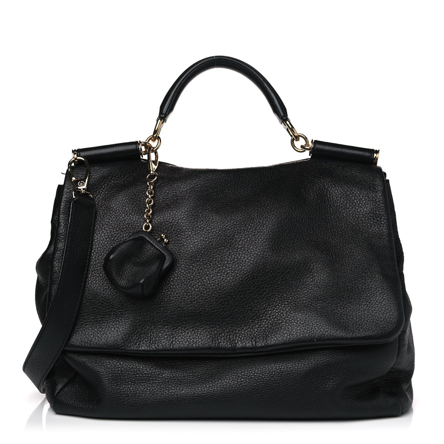 Dolce & Gabbana Grained Deerskin Large Miss Sicily Satchel Black 1 of 11