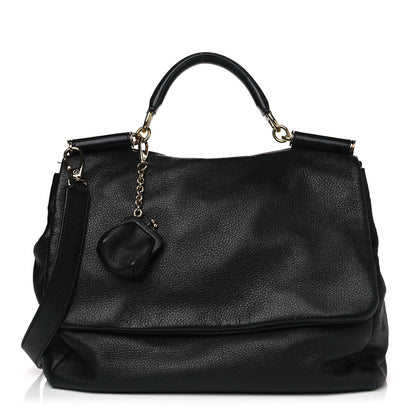 Dolce & Gabbana Grained Deerskin Large Miss Sicily Satchel Black 1 of 11