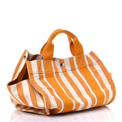 Hermes Canvas Striped Cannes Beach Bag PM Orange 4 of 13