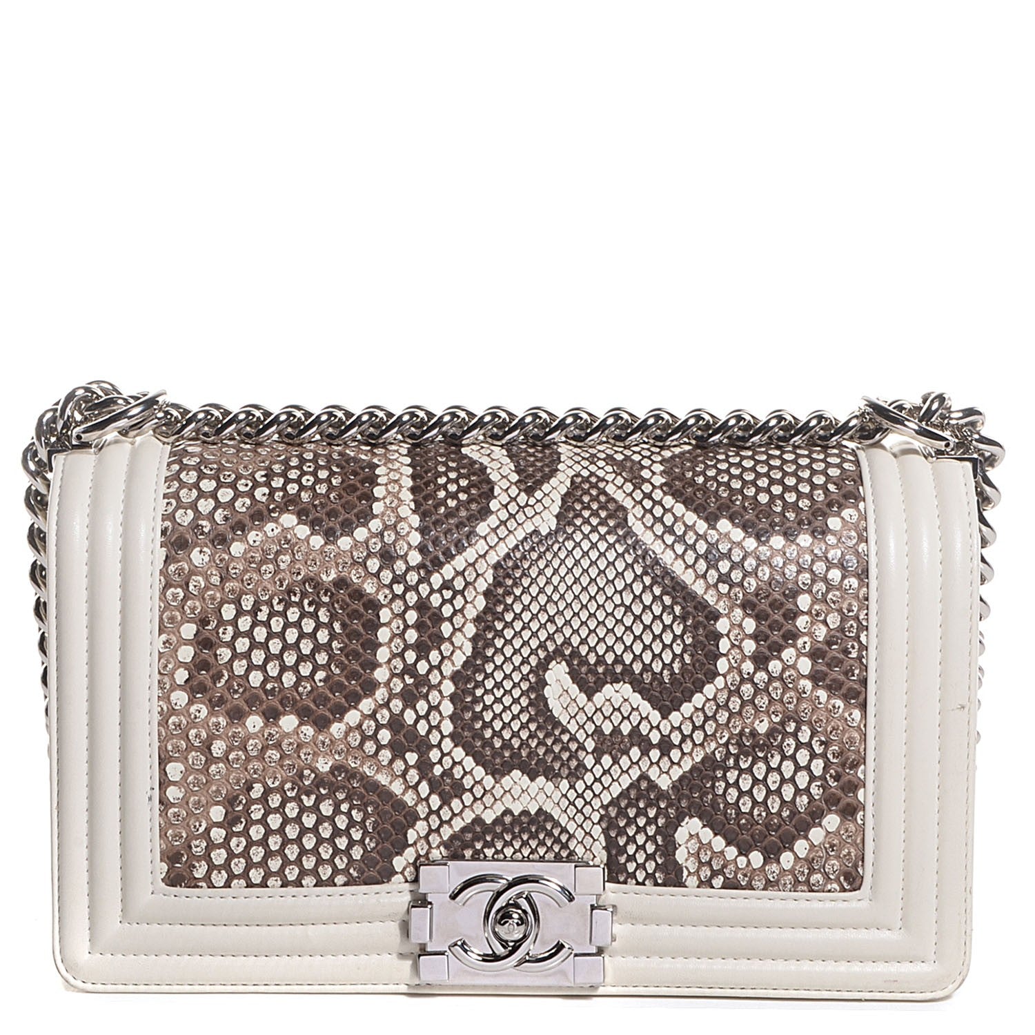 Chanel Python Calfskin Medium Boy Flap White 1 of 9