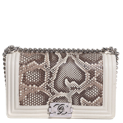 Chanel Python Calfskin Medium Boy Flap White 1 of 9