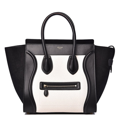 Celine Bullhide Calfskin Mini Bi-Color Luggage Black White 1 of 16