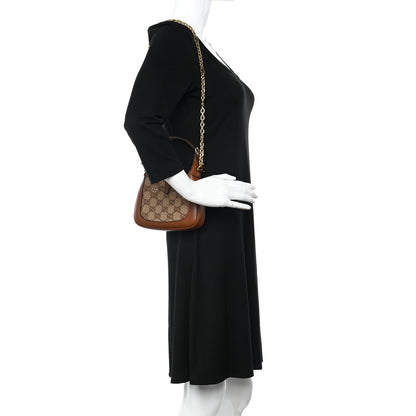 Gucci New Canvas Charisma Calfskin Crystal GG Monogram Mini Jackie 1961 Hobo Camel Ebony 3 of 11