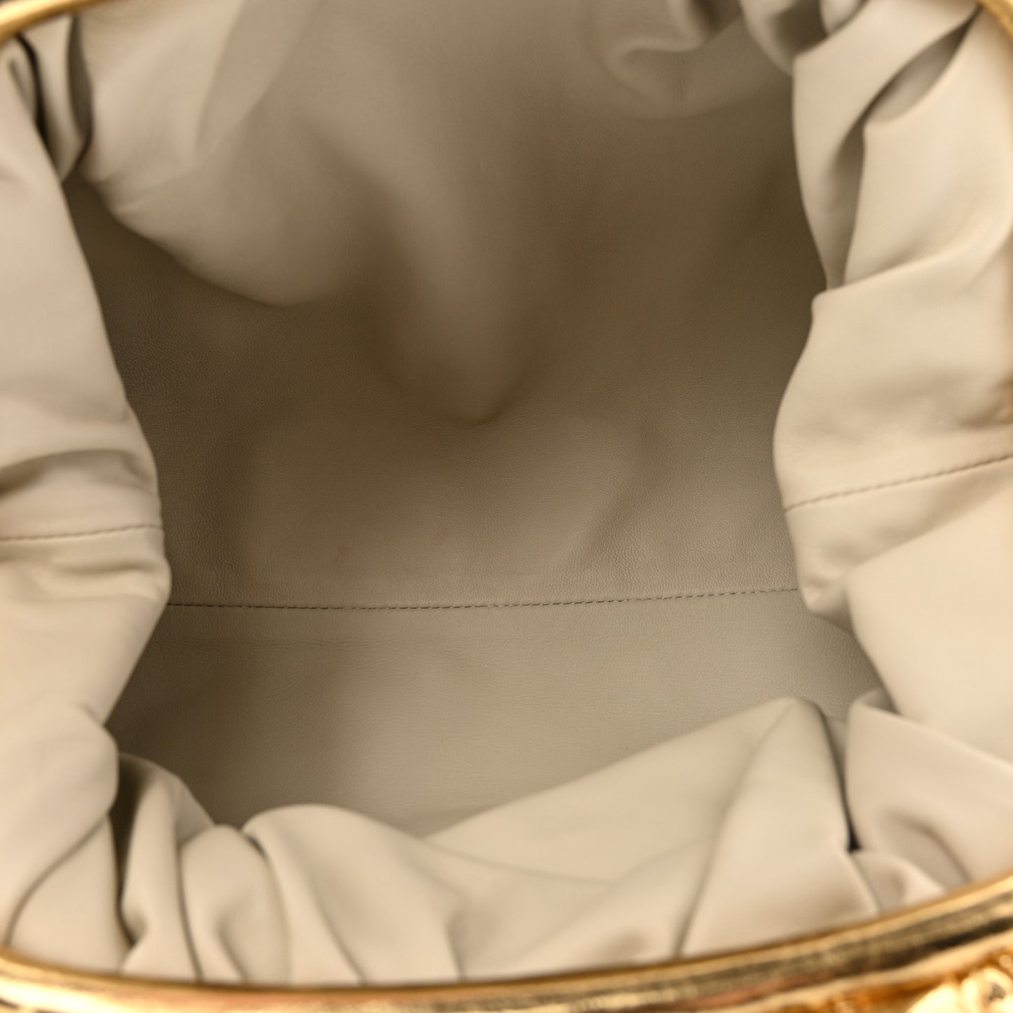 Metallic Crinkled Lambskin The Pouch Oversized Clutch Oro