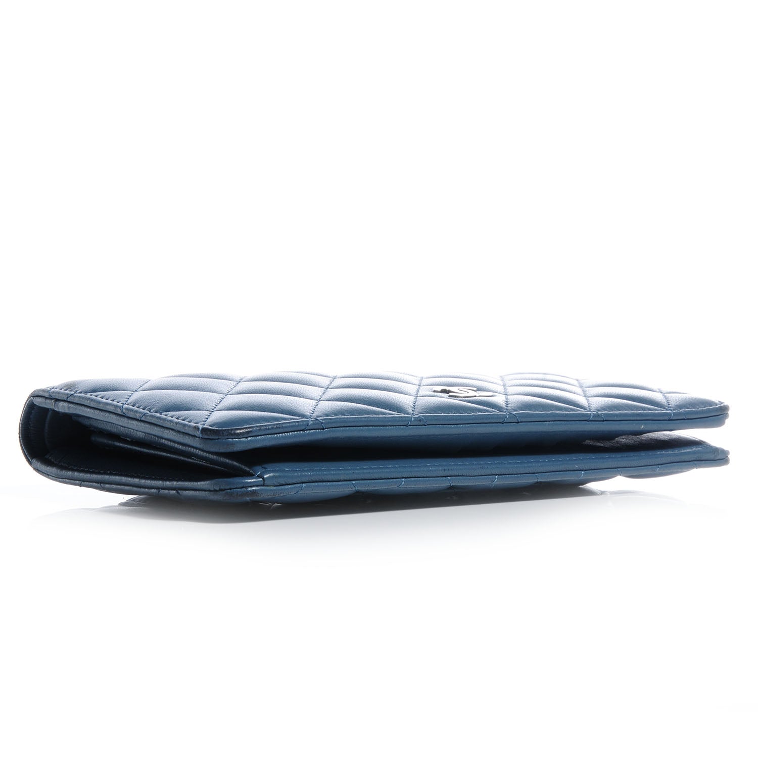Chanel Lambskin Quilted Yen Wallet Blue 4 of 9