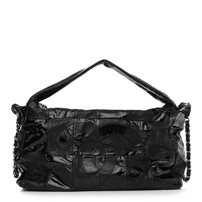 Chanel Lambskin Patent Calfskin Brooklyn Patchwork Hobo Black 1 of 10
