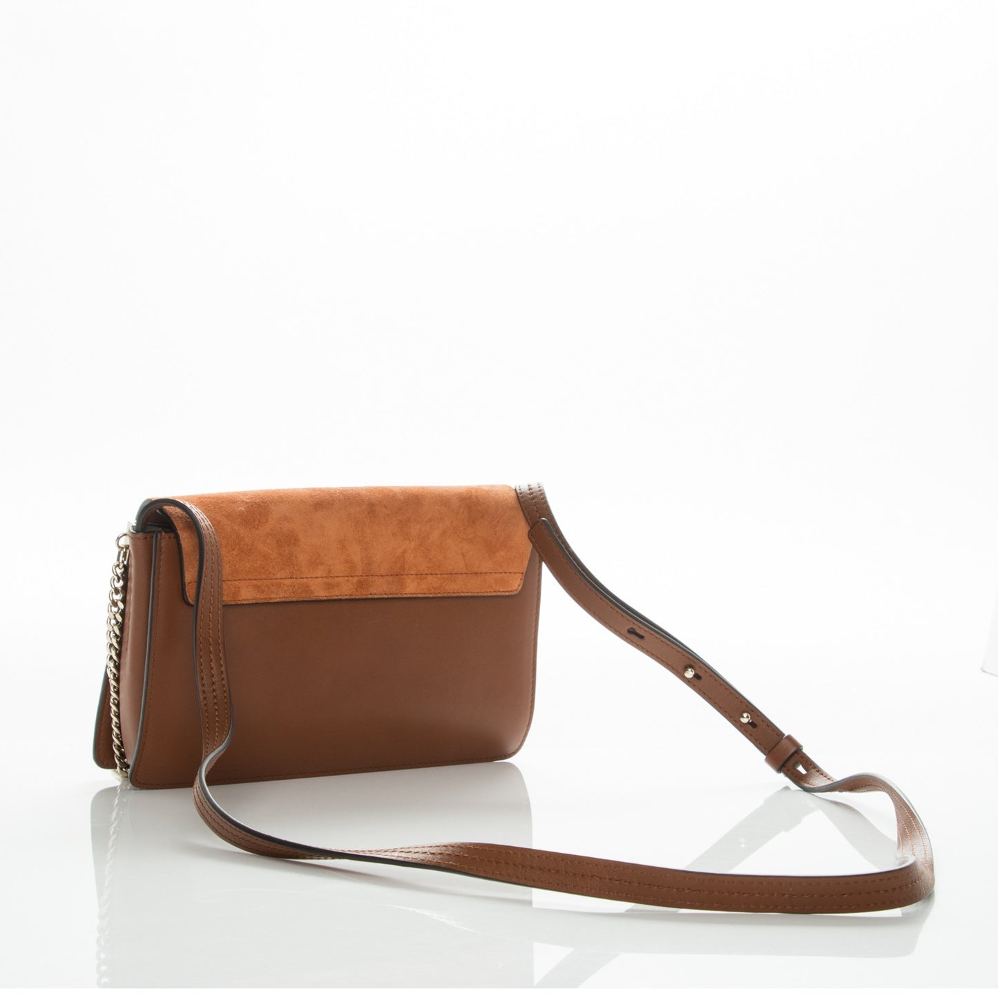Suede Calfskin Small Faye Shoulder Bag Tobacco