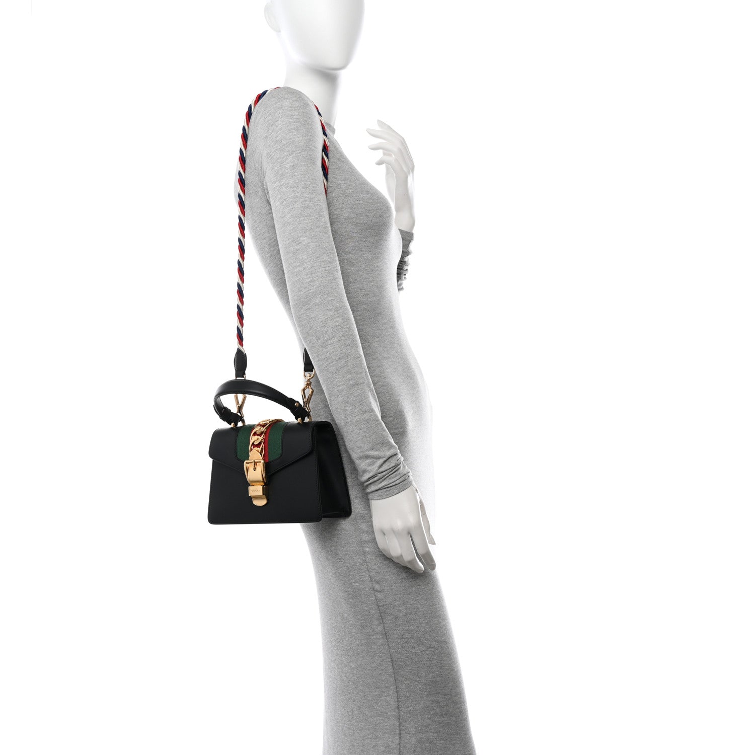 Gucci Calfskin Mini Sylvie Top Handle Bag Black 2 of 11