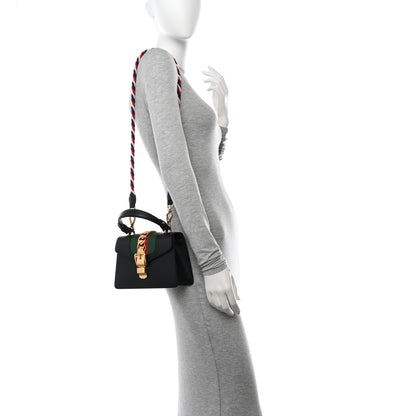 Gucci Calfskin Mini Sylvie Top Handle Bag Black 2 of 11