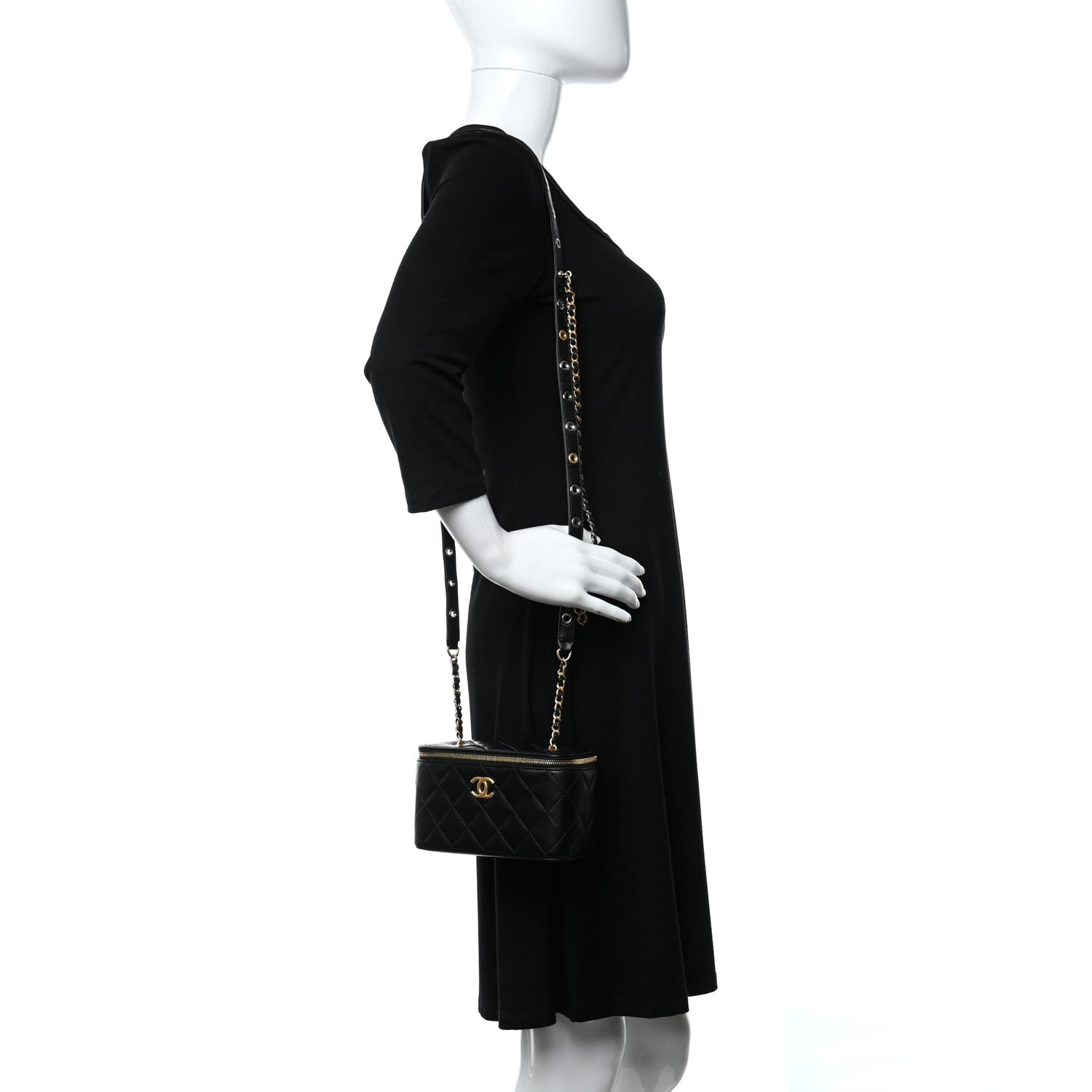 Chanel Goatskin Quilted Punk Essentials Vanity Case With Chain Black 2 of 9
