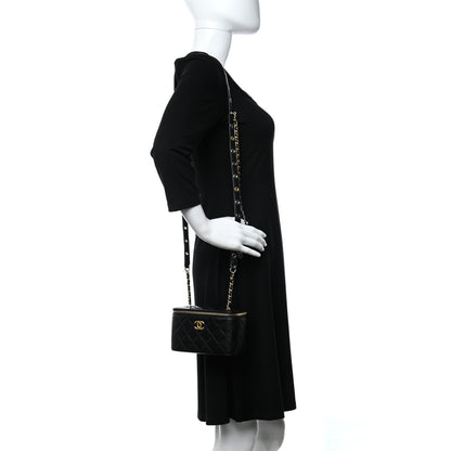 Chanel Goatskin Quilted Punk Essentials Vanity Case With Chain Black 2 of 9