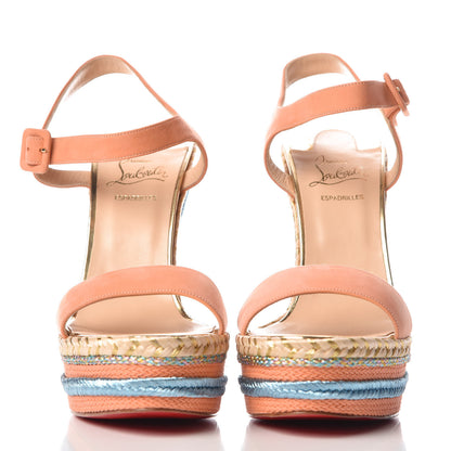 Christian Louboutin Calfskin Nubuck Duplice 140 Wedge Sandals 41 Mango Gold 2 of 7