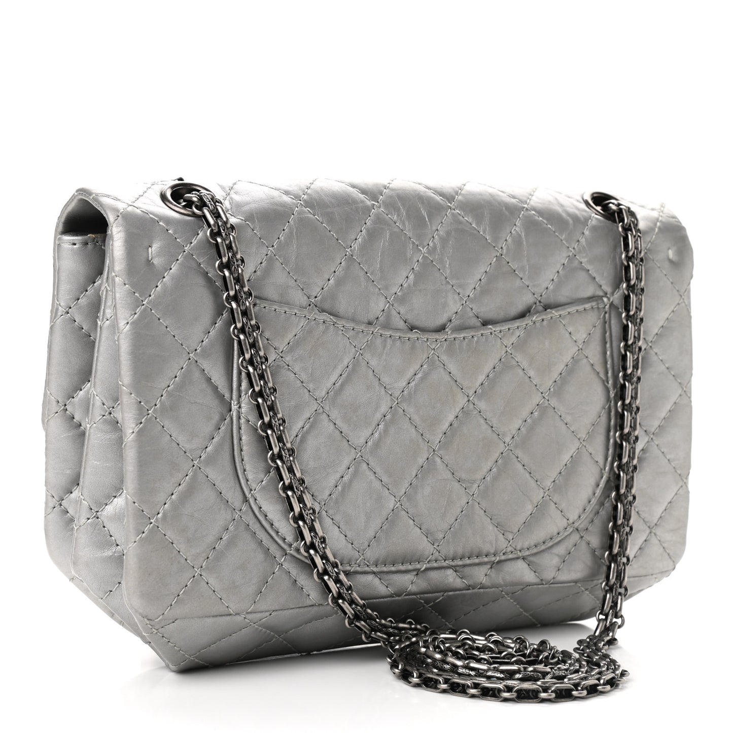 Metallic Aged Calfskin 2.55 Reissue 225 Flap Silver