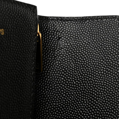 Saint Laurent SAINT LAURENT Grain De Poudre Matelasse Chevron Monogram Compact Tri Fold Wallet Black 8 of 9