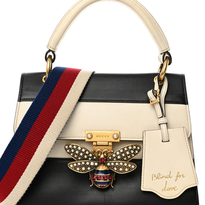 Gucci Calfskin Sylvie Web Small Queen Margaret Top Handle Bag Black White 8 of 22