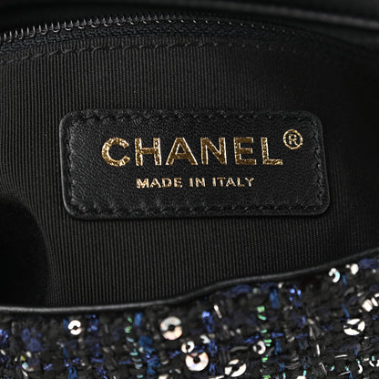 Chanel Tweed Medium Pearl Handle Flap Black Ecru 6 of 9