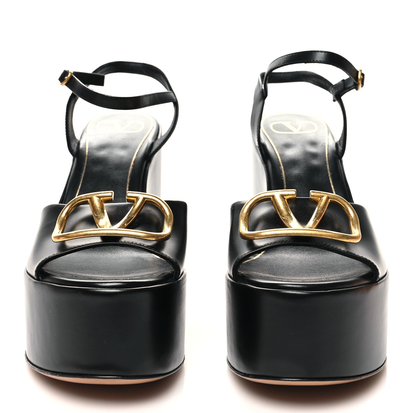 Calfskin VLogo 44/127mm Wedge Sandals 40 Black